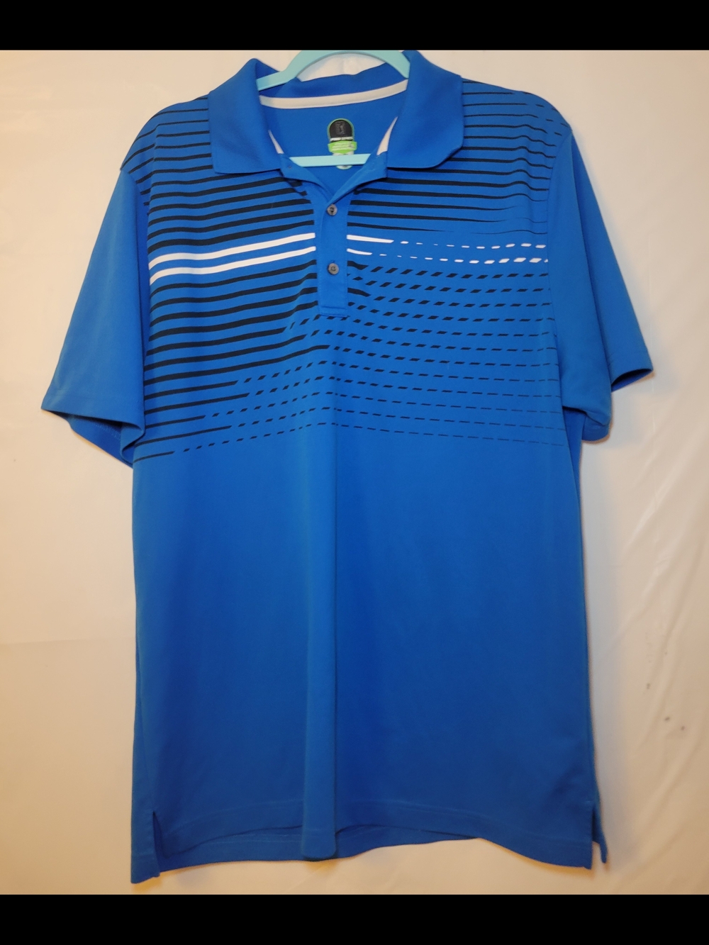 Men's Blue Striped Performance Polo Shirt